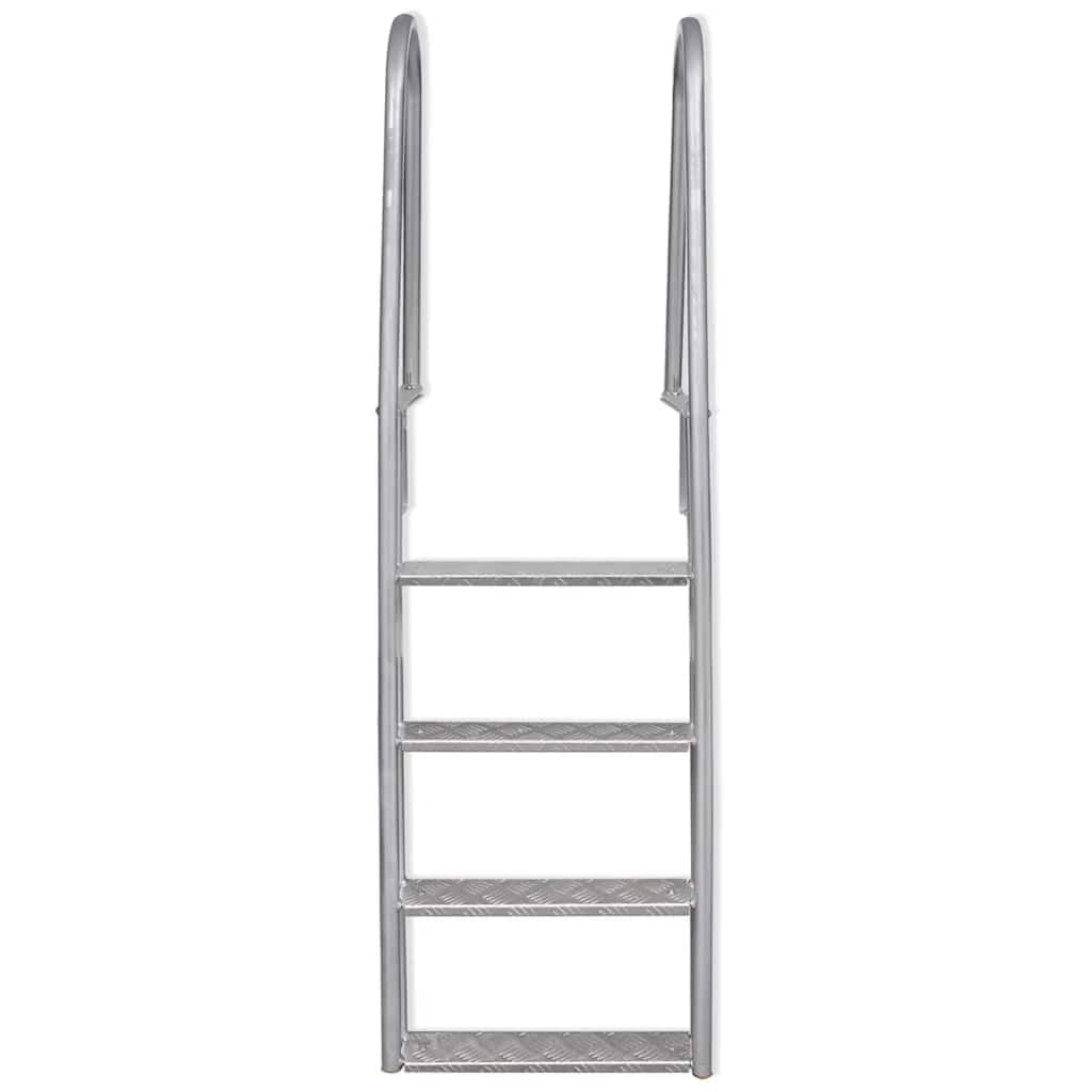 Drabina basenowa, 4-stopniowa z aluminium, do basenów i mostków, 167 cm, antypoślizgowe stopnie