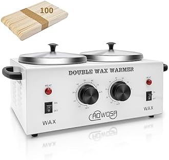 Double Professional Electric Wax Warmer with Dual Pots for Hair Removal, Paraffin Facial, Skin, and Body Spa - Adjustable Temperature, Includes 100 Wax Sticks
