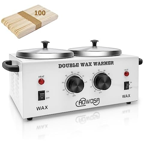 Double Professional Electric Wax Warmer with Dual Pots for Hair Removal, Paraffin Facial, Skin, and Body Spa - Adjustable Temperature, Includes 100 Wax Sticks Cover