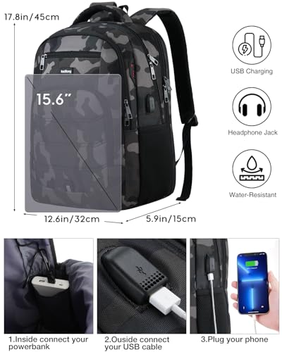 Image of kadilong Travel Laptop Backpack for Men Business Anti Theft,School Backpack Bookbag College for Boys Fits 15.6 Inch Notebook