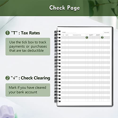 Check Registers for Personal Checkbook, Spiral Large Check Register Book, Budget Planner with Check Register for Personal and Work, 7.5'' x 10'' - Black Check Registers for Personal Checkbook, Spiral Large Check Register Book, Budget Planner with Check Register for Personal and Work, 7.5'' x 10'' - Black