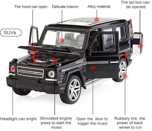 Image of Bebbly 1:32 Scale Mercedes Benz AMG G65 Toy Car | Metal Pullback Diecast Car for Kids with Openable Doors, Sound, Light Effects Toy for Car Enthusiasts (Color As Per Available),black