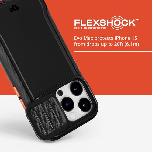 Tech21 Evo Max Hülle für iPhone 15 Pro - Kompatibel mit MagSafe - Aufprallschutz Hülle - Schlüsselbänder enthalten - Schwarz – Ansicht 4