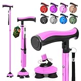 BeneCane Walking Cane for Men & Women Walking Stick for Seniors Folding Canes Quad Cane Adjustable Lightweight Sturdy Collapsible Heavy Duty with Soft TPR T-Handle and Travel Bag