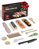 Vikkivikki Sushi Maker Set, Sushi Set für Anfänger, Komplett Kit zum Selber Machen mit Sushi Bazooka, Bambus Rollmatte, Stäbchen, Teller, Onigiri Form & Zubehör.