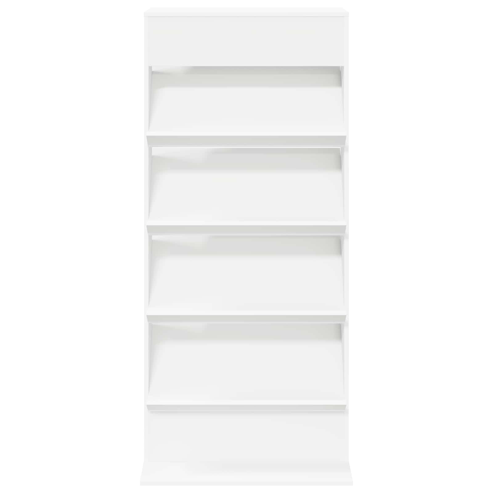 Portariviste, bianco, 70 x 41 x 156 cm, in legno | Scaffale stabile con 4 ripiani per riviste e documenti in ufficio, soggiorno o camera da letto.