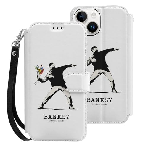 iPhone15pP[X蒠^ oNV[ Banksy Ԃ̂Ă鏭N ԓ ӂ15 gуJo[ z^ ϏՌ Sʕی J[h[ X^h@\ G肪ǂ lC LN^[  ACz15Jo[