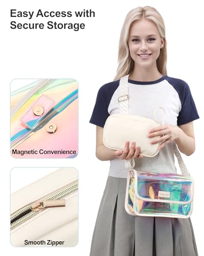 Image of PACKISM Clear Bag for Stadium Events - Clear Purses for Women Transparent Crossbody Messenger Bag for Concerts Game Day