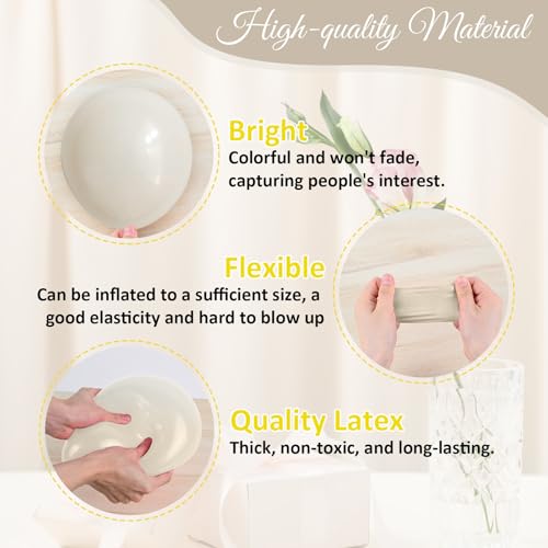 Image of Cream White, Ivory Beige Balloons - Metallic Gold, Pearl White Sand - Neutral & Boho Decorations for Engagement, Baby Shower