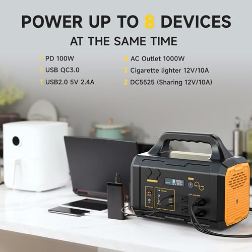 Estación de Energía Portátil 1000W 1024Wh, Generador Solar con Puertos AC/USB-C/DC, Batería de Respaldo para Emergencias en el Hogar, Camping, Viajes - Azul miniatura 5