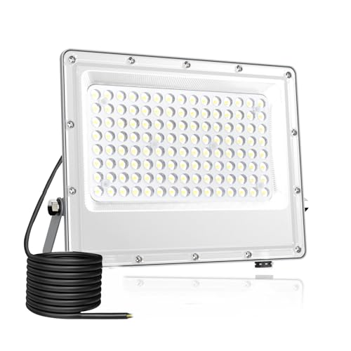 Foco Led Exterior 100W,Fosingut 6500K Blanco Frío Focos LED Interior,144 LEDs IP65 Impermeable Proyector LED Exterior, 10000LM Superbrillante Lampara Pared para Jardín, Garaje, Patios, Parque, Terraza
