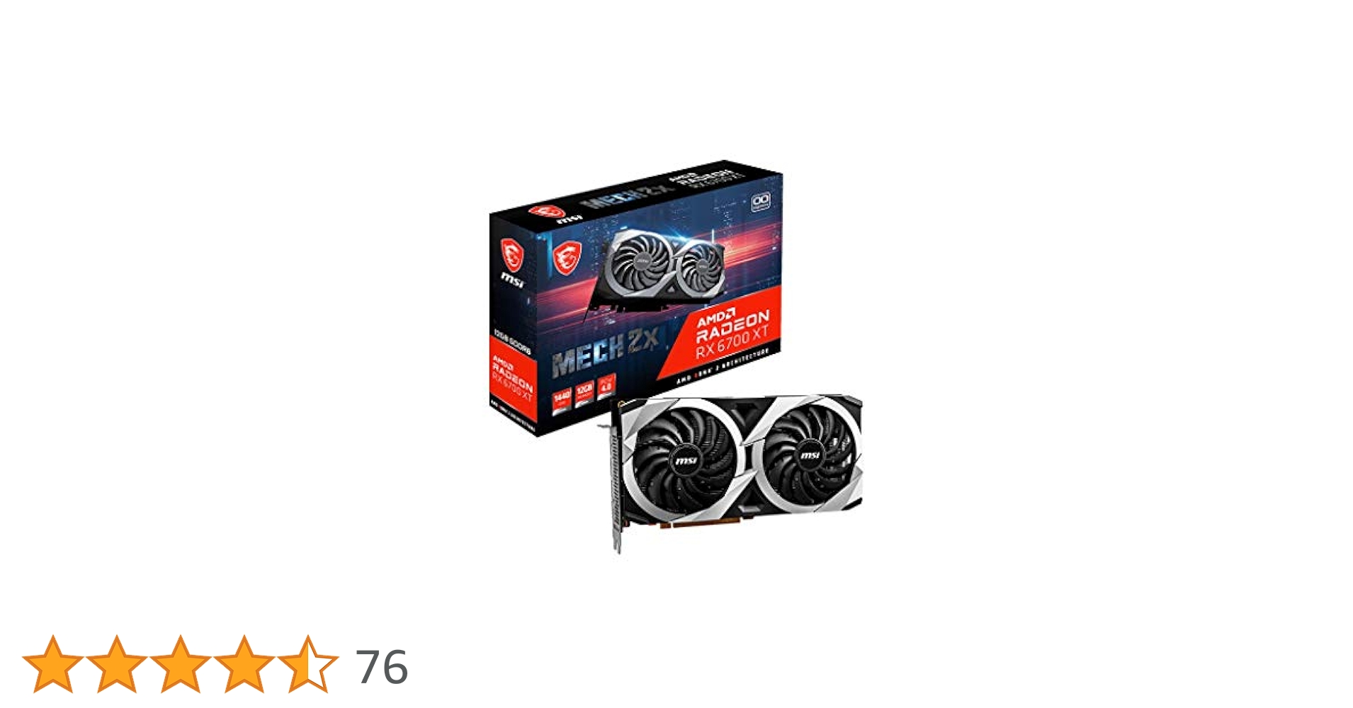MSI Radeon RX 6700 XT MECH 2X 12G  新品 Msi Radeon RX 6700 XT MECH 2X 12G OC Karta Graficzna, 12GB