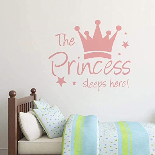 Mascare Crown Star Wall Decal Princess Sleep Here Wall Sticker Wall Art Decor For Kids Bedroom Baby Nursery Removable Home Background Decoration #TOP2