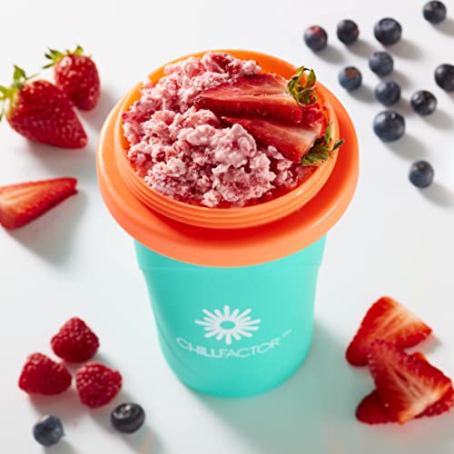 Magic Freez Slushy Maker - Slush Becher mit Strohhalm und Löffel - Slushy Cup für Eis Selber Machen - Tragbarer Slush Machine fur Alle - Eis Mixer (Blau, Pink, Grün) – Bild 6