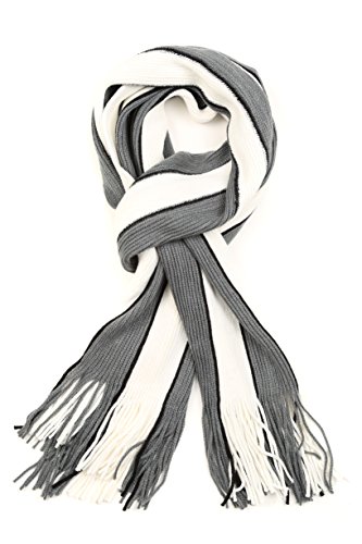 Sakkas Rhyland Striped Color Block Knitted Winter Scarf With Fringe