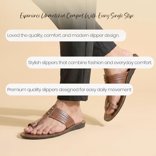Image of Poddar Slippers, Sandals & Chappals for Men | Synthetic Leather Comfortable Footwear | Daily Use, Casual, Party, Stylish, Durable, Waterproof, Soft Sole, Anti-Slip (30052 Slipper)