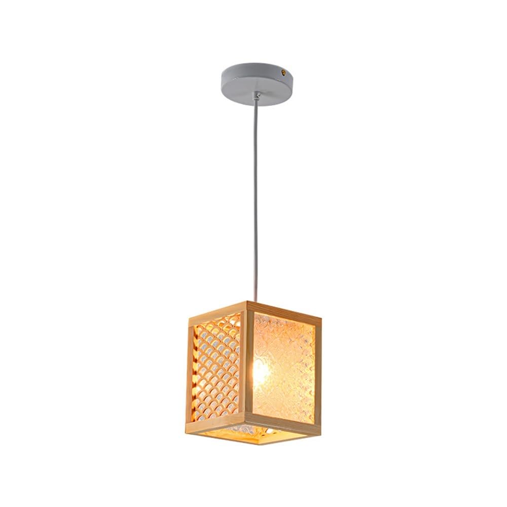 Lustre carré japonais en verre anti-éblouissement pour chambre et salon sombres