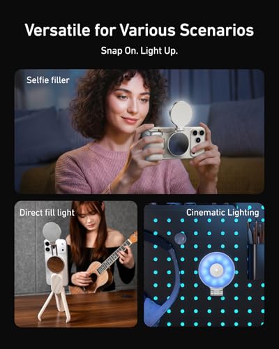 Image of TELESIN RGB Magnetic Selfie Light for Phone, 2500K-7000K CCT & 360 RGB LED Video Light, Rechargeable Portable Clip On Fill Light for iPhone, TikTok, Vlogging, Makeup, Photography, Streaming