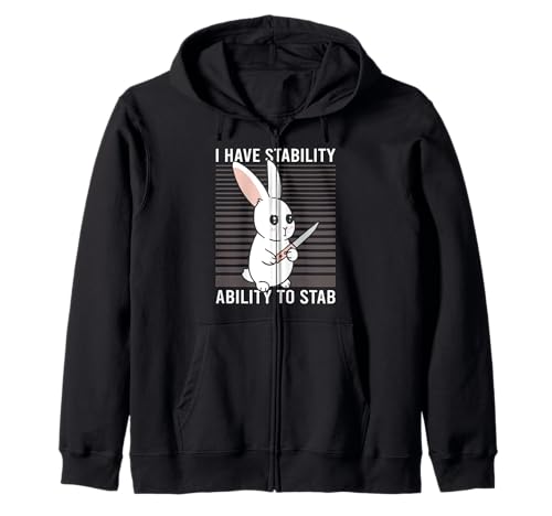 I Have Stability Funny Bunny Knife Humor Sudadera con Capucha