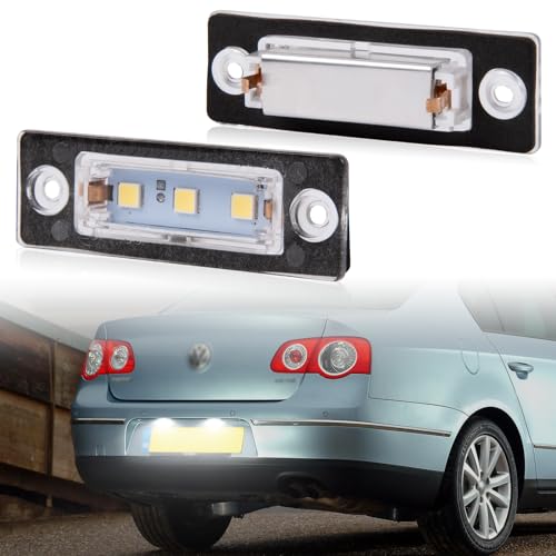 POPMOTORZ LED Number Plate Light, 2 Pcs LED License Plate Lights Bulb with Canbus Error Free for VW Caddy 2K Golf Plus 5M1 Jetta 1K2 Passat Limousine 3BG Passat Variant 3C B6 T5 7H 7J