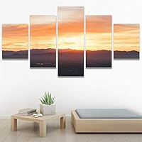 SIGNWIN 5 Panel Canvas Wall Art Cityscape Sunset for Home Decorations Ready to Hang - 60