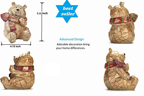 Brown Bear Statue Decorations For Home, Resin Wooden Bear Figurine Decor Perfect For Office Tabletop Decor & Gift For Friends, Unique Lovely Bear Holiday Decor, 5.12 Inch #TOP3