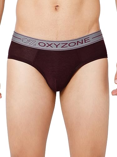 Image of OXYZONE Men's Modal Solid Brief with Sweat-Absorbent & Anti-Odour Fabric, Lightweight, Tag-Free, Breathable Innerwear with Outer Soft Waistband