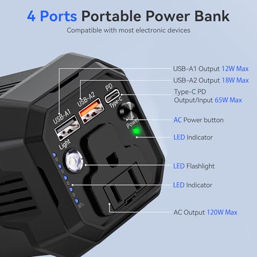 Portable Laptop Power Bank with 120W AC Outlet, 31200mAh Portable Laptop Charger, 65W PD USB C Backup Power Source for Travel and Outdoor Activities - Image 5
