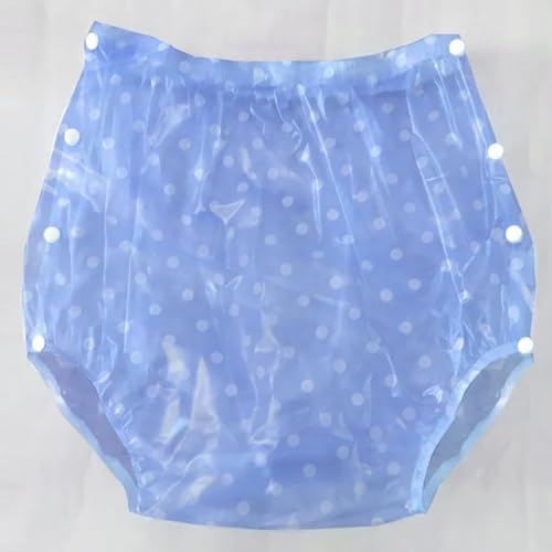 大人用プラスチックパンツ、再利用可能な洗える大人用ゴムパンツ、防水失禁パンツ、大人用透明水玉PVCオープンボタンプラスチックショーツユニセックス