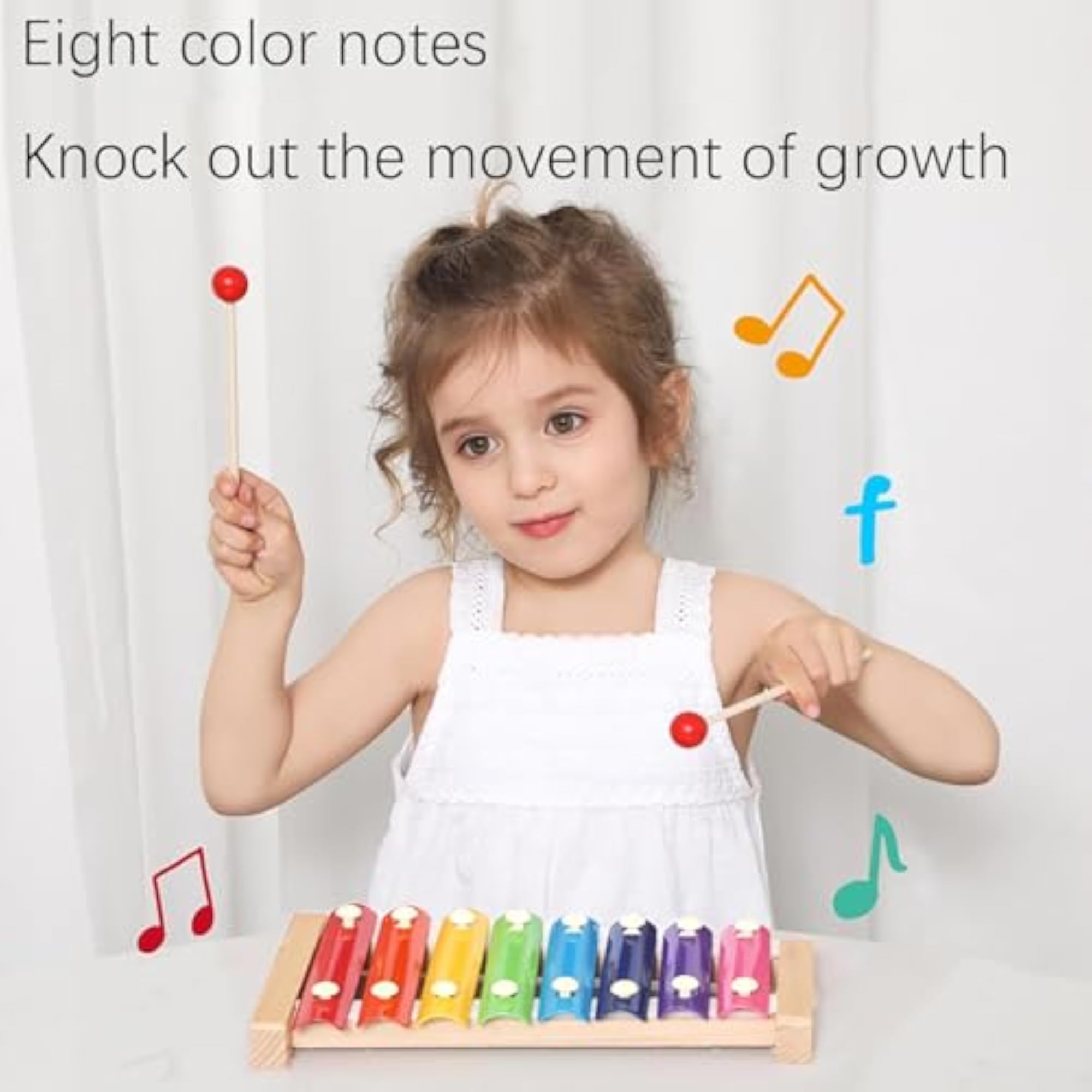 Wooden Xylophone for 8 Colorful Notes