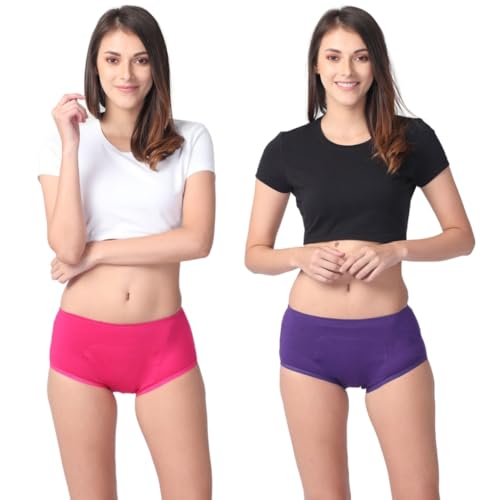 Image of Adira | Period Panty Boxer for Women | Boxer Fit for High Flow | with Support Patch for Pad | Leakproof & Skin Friendly | for School, Travel & Work | Patented | Pack of 2
