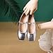 Stunner Women's Mary Jane Flats Fashion Square Toe Soft Ballet Flats Comfort Leather Office Driving Flats Silver 41(9)