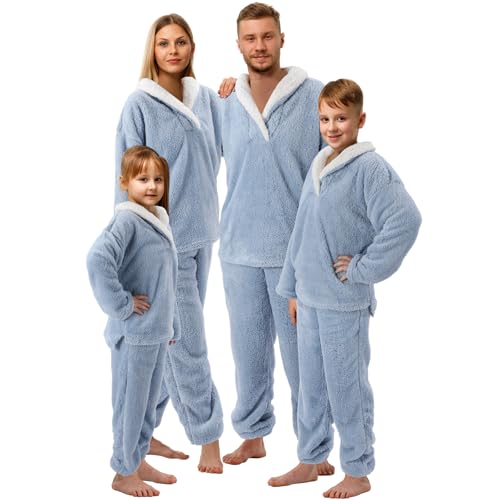 Cuffbow Fluffy Pajamas Set for Women Men Kids Family Fleece Pajamas Set Fuzzy Pjs Set Warm Sleepwear Pjs for Winter