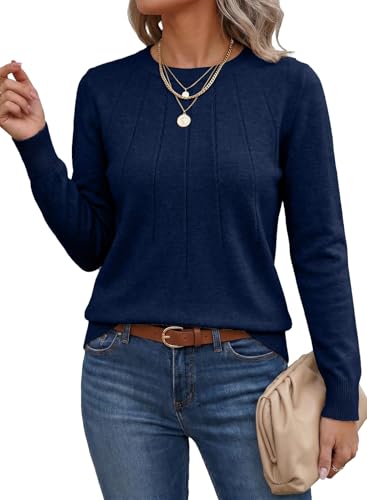 Image of SHEWIN Womens Sweaters 2026 Casual Crewneck Long Sleeve Lightweight Knit Pullover Sweater Tops Fall Clothes