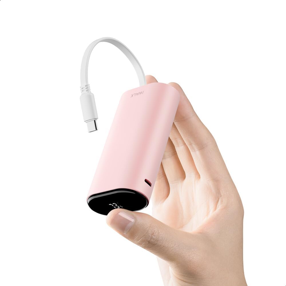 iWALK Portable Charger Fast Charging – 9600mAh 20W PD Power Bank with Built-in USB-C Cable, External Battery Pack for iPhone 15/15 Plus/15 Pro/15 Pro Max, Samsung, Android, iPad Pro/Air, AirPods