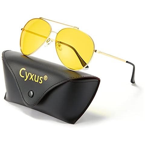 Cyxus Aviator Glasses Blue Light Blocking Glasses Computer Glasses Anti Eyestrain Metal Frame Gold Yellow Cover