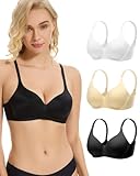 GALASALA Brasier Mujer 3 Piezas, Sin Varillas, Bralettes Cómodo, Push Up, Cobertura Completa Suave, Sujetador Tipo...