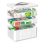 Medicine Storage Box, 3 Layer Medicine Box, Medication Storage Box with Portable Handle, 13.43 * 8.66 * 9.65in Medicine Storage for Home,School, Outdoor, Office, Travel (Grey)