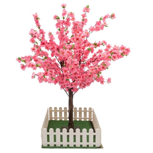 3.94FT Artificial Cherry Blossom Tree, Pink Cherry Blossom Tree, Fake Sakura Flower Tree, Handmade Fake Cherry Blossom Tree Centerpieces Sakura Tree for Wedding Party Christmas Indoor & Outdoor