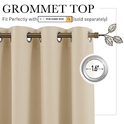 Ryb Home Wall Divider Curtain For Living Room, Noise Reduction Privacy Curtain With Anti-Rust Grommet Top Blackout Curtain For Bedroom/Kids Room, 7 Ft Tall X 8.3 Ft Wide, Cream Beige, 1 Pack #TOP1