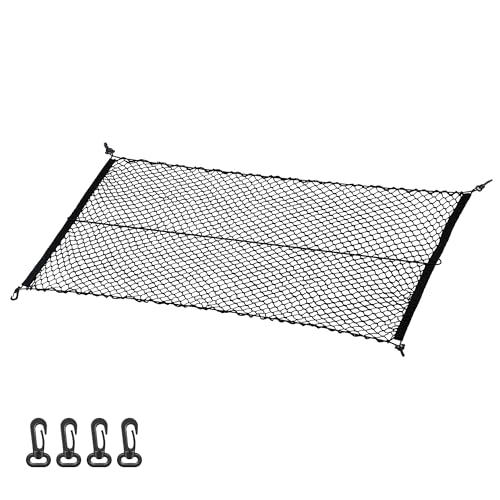 MICTUNING Upgraded 41 x 30 Inch Cargo Net Auto Trunk Rear Cargo Organizer Elastic Mesh Net Holder - Universal Fit for SUV Truck Mini Vans