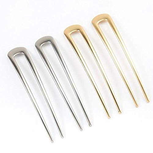 Balancy 4 Pack Metal U Shaped Hair Pin Hair Stick Fork Metal Chignon Pins Hair Clips for Women Girls Hairstyle Accessories(Gold & Silver)