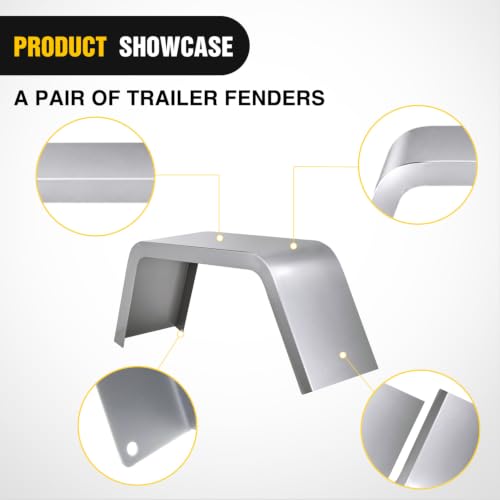 Image of Nilight Square Trailer Fenders Single Axle Mud Guards 14 to 16 in Wheels