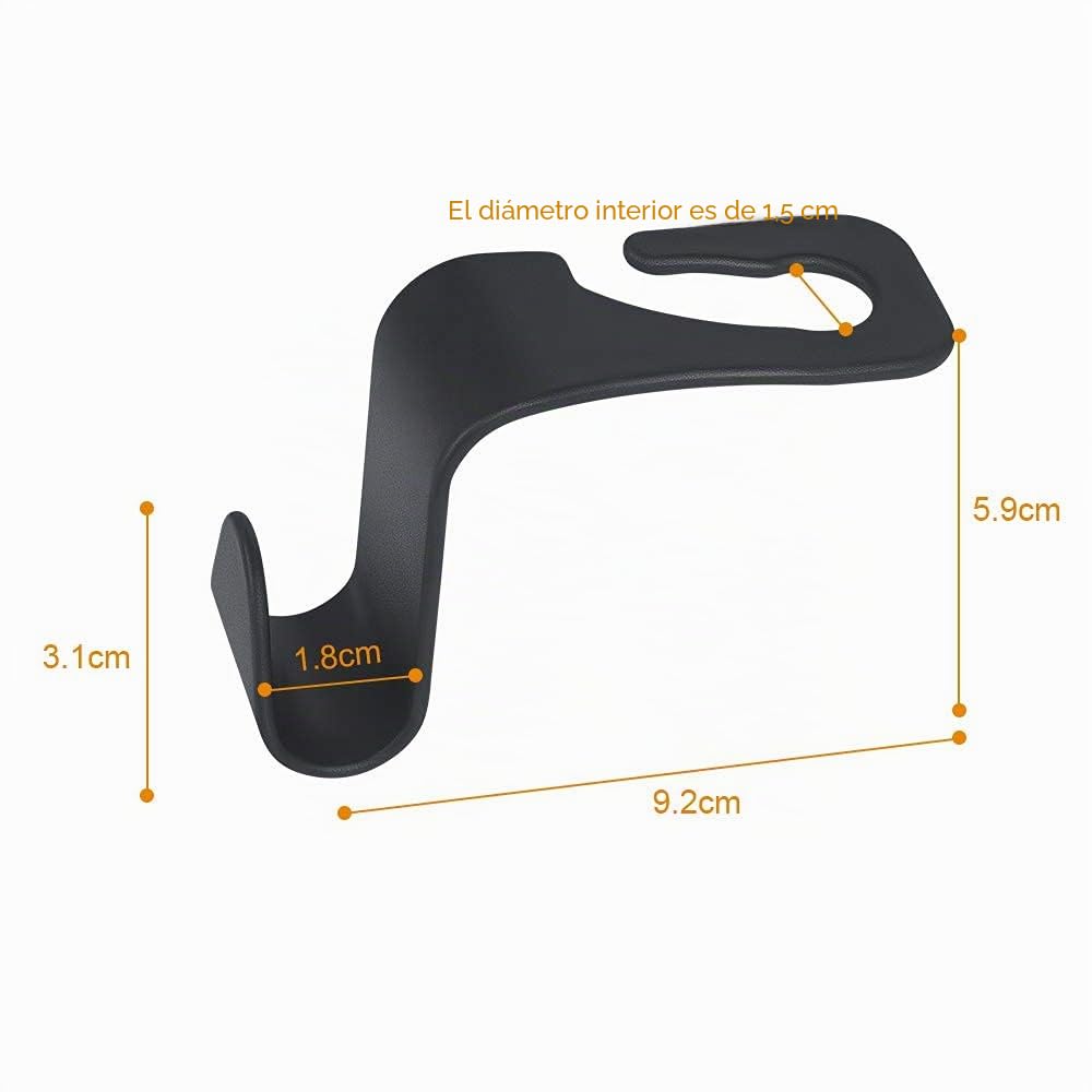 URAQT Ganchos para Asiento de Coche, 4PCS Gancho de Asiento Trasero de Coche, Ganchos para Reposacabezas de Coche, Negro Multifuncionales Accesorios Coche, para Bolsas, Monedero, Botellas de Agua