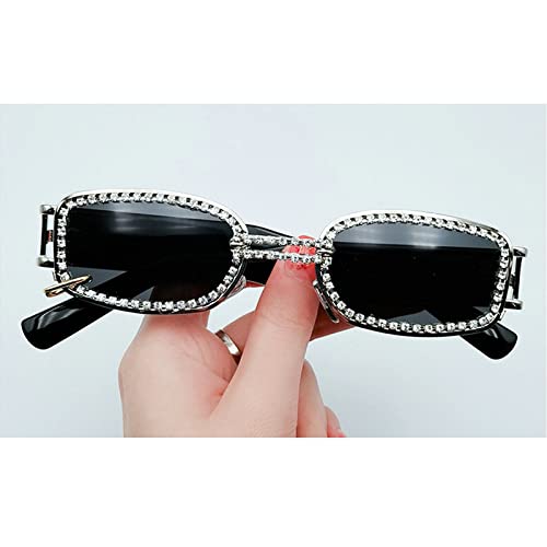 laureles Fashion Diamond Square Sunglasses Men Women Small Frame Rhinestone Punk Goggle Glasses2