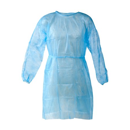Personal Touch Health Care Apparel Universal Size (OSFM) Blue Disposable Isolation Gowns - Latex-Free Gown is Fluid Resistant with Knitted Cuffs Medical & PPE Gowns - Ideal Staff Protection (10 Pack)