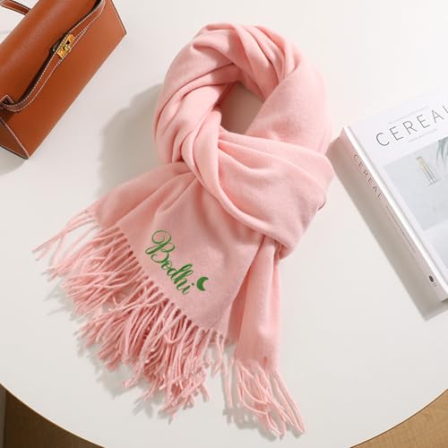 Personalized Women Scarf Pashmina Shawls Wraps for Evening Dress Wedding Bride Bridesmaid Gifts Winter Pink Scarves4