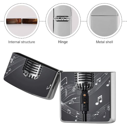 Funda para encendedor con diseño de micrófono y notas musicales miniatura 5