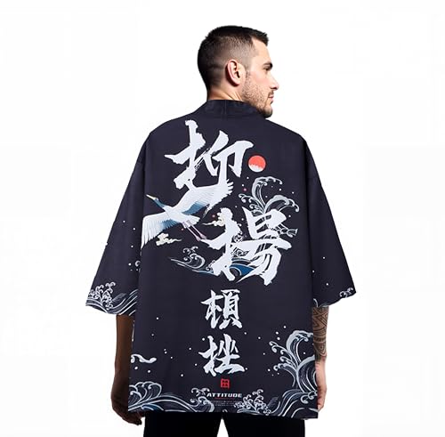 Image of Women's and Men Cardigan Jackets Lightweight Japanese Kimono Long Sleeves Open Front Coat