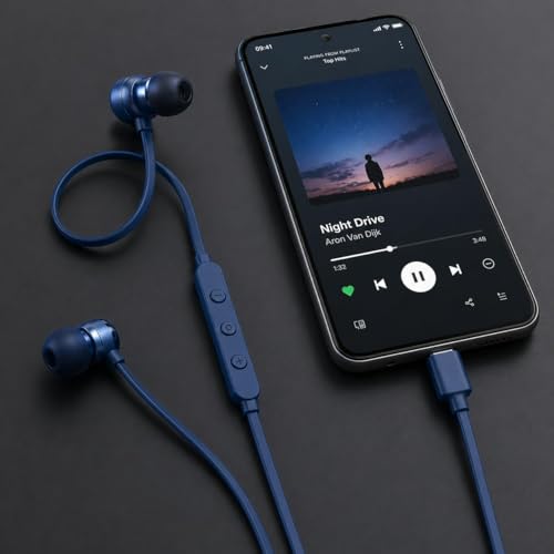 Image of Original Type C Earphones for JBL Tune 310 C Powerful Bass Wired Earbuds HD Audio Clear Calling Microphone Black Compatible with All Type C Device (Blue)